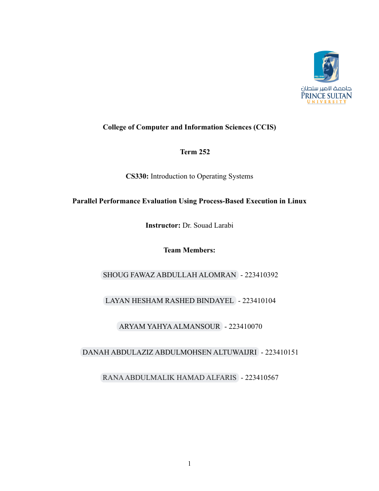 Operating Systems
    Project — first page of the original PDF